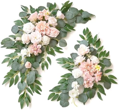 Wedding Sign Faux Flower Swag Pack of 2 Pink Decor