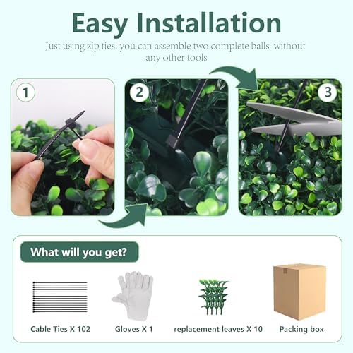 22 Inch 2 Pack Artificial Boxwood Balls Topiary Decor