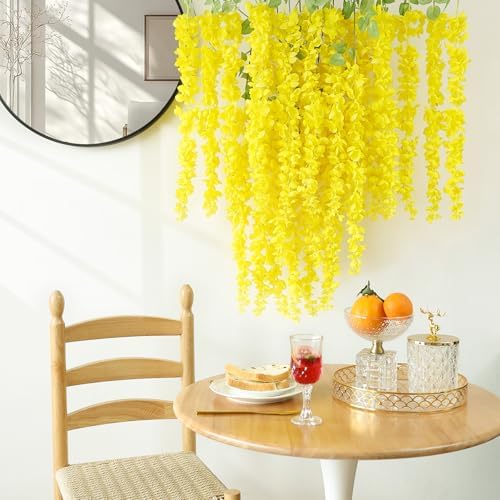 Mizii 6Pcs Yellow Wisteria Artificial Garland Flowers