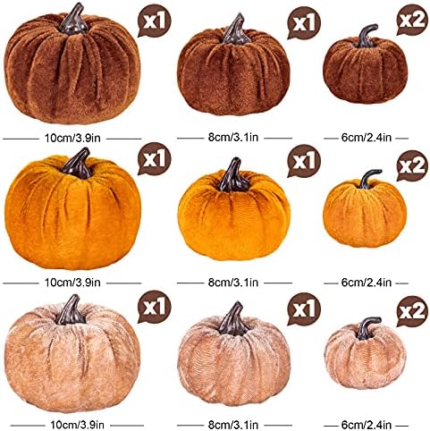 Whaline 12Pcs Fall Artificial Pumpkins 3 Sizes