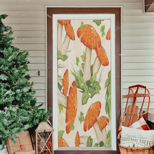 Susiyo Retro Autumn Mushrooms Halloween Door Cover Stretch Fabric 32x79 in