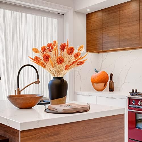 WESAIL Artificial Husk Thistle Bush Flowers - 2 Pack Orange