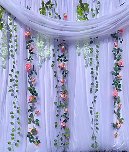 UKELER 2 Pack Artificial Rose Garland 14FT Light Purple