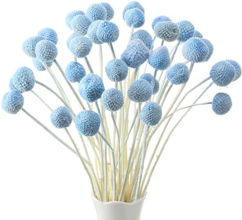 Janinka 40 Pcs Artificial Blue Billy Button Balls Flowers