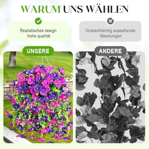 Artificial Hanging Morning Glory Flowers with Eucalyptus Leaves Pink