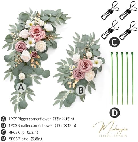 Muhanjia Wedding Sign Faux Flower Swag Pack of 2 1