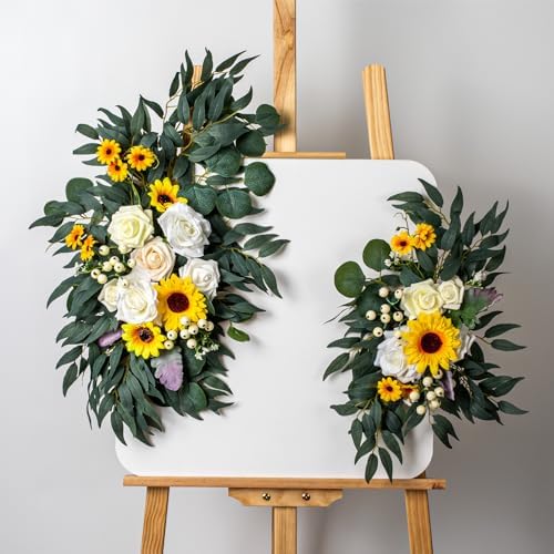 AitnWoy Artificial Wedding Arch Flowers Kit 2PCS Dust Rose