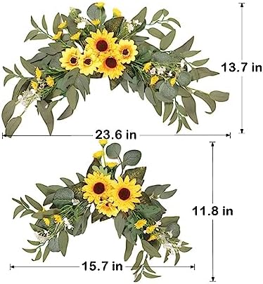 GOLDY WENDY Yellow Sunflowers Decor Flower Swag Pack of 2
