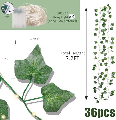 RECUTMS Artificial Ivy Vines 250 FT 36 Pack LED Light Garland