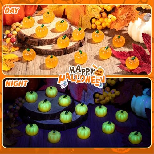 50PCS Glow in the Dark Mini Resin Pumpkins Halloween Decor