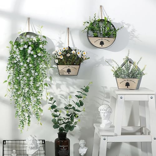 Artificial Hanging Flowers 6 Pack White Eucalyptus