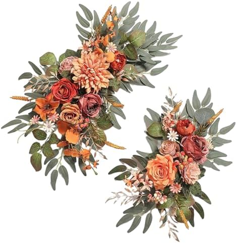 2 Pieces Orange Artificial Flowers Wedding Arch Wreath