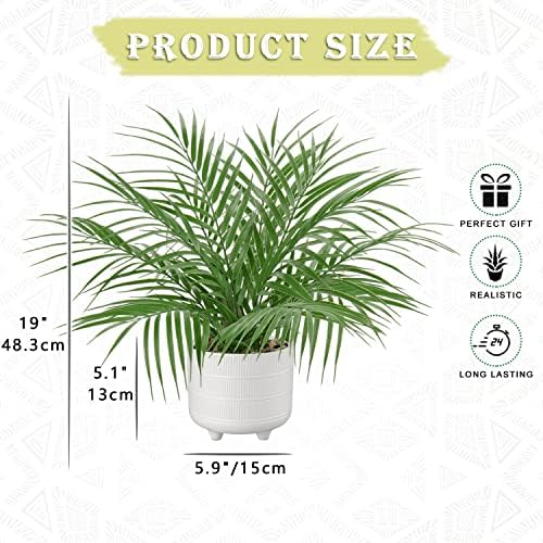 Hollyone Artificial Palm Plant in White Ceramic Pot