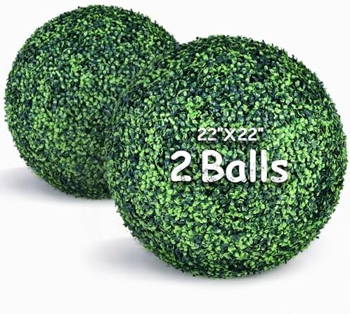 22 Inch 2 Pack Artificial Boxwood Balls Topiary Decor