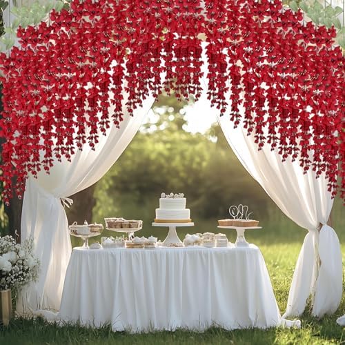 Mizii 6Pcs Burgundy Wisteria Artificial Garland Flowers