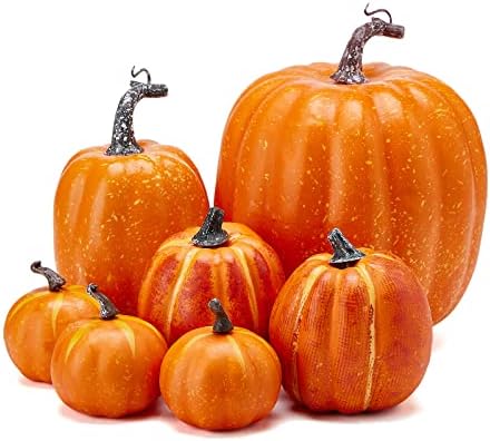 Kayotuas 7Pcs Artificial Pumpkins for Halloween Fall Decor