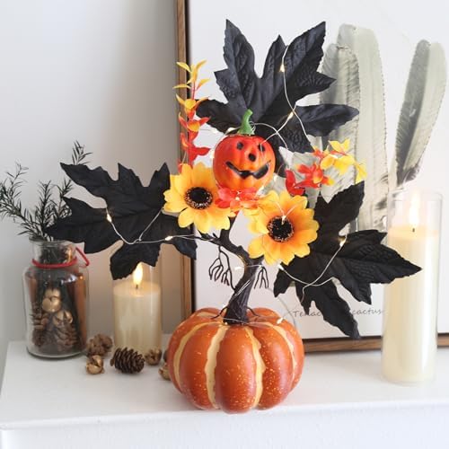 IPOPU Black Artificial Pumpkin with LED Lights