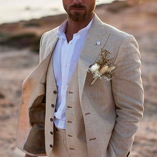 Rinlong 6Pcs Assorted Dried Flower Boutonniere for Men