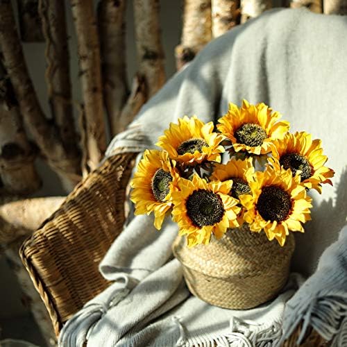 Hawesome Artificial Sunflowers Bouquet 7 Pcs Gold