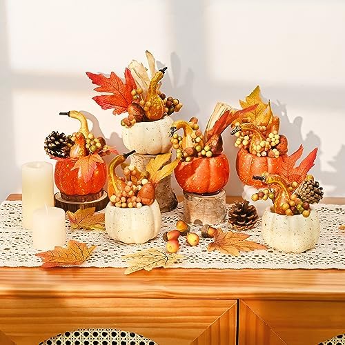 Waipfaru Fall Decor 6Pcs Artificial Pumpkins for Home