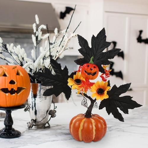 IPOPU Black Artificial Pumpkin with LED Lights