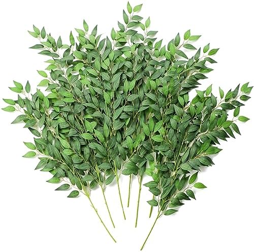 Floroom 12pcs Artificial Italian Ruscus Greenery Stems 28 Inch