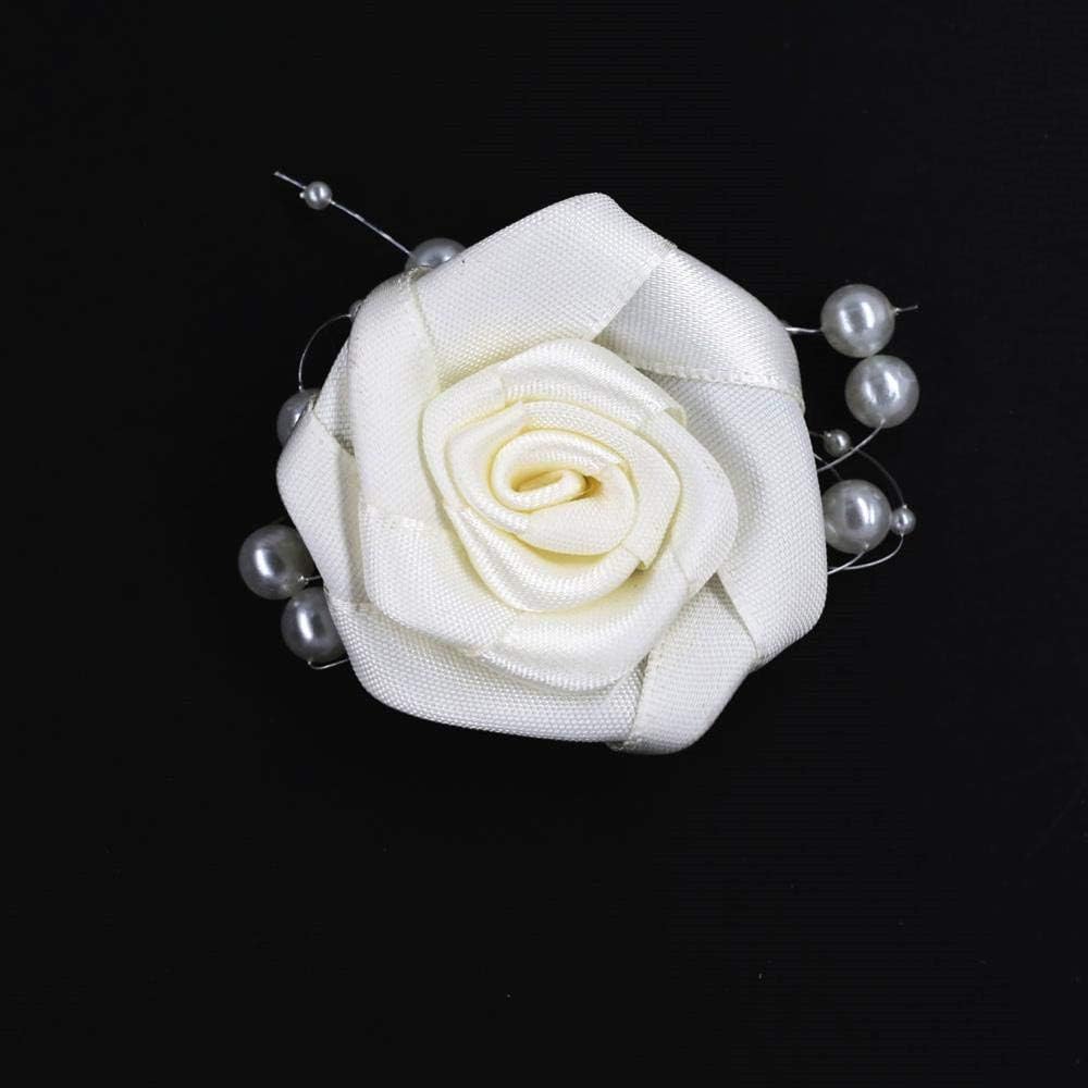 Banlardk Silver Rose Artificial Flower Boutonniere for Men Wedding Ceremony XH521