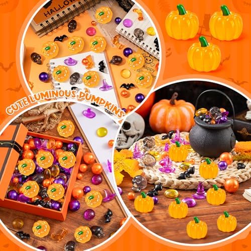 50PCS Glow in the Dark Mini Resin Pumpkins Halloween Decor