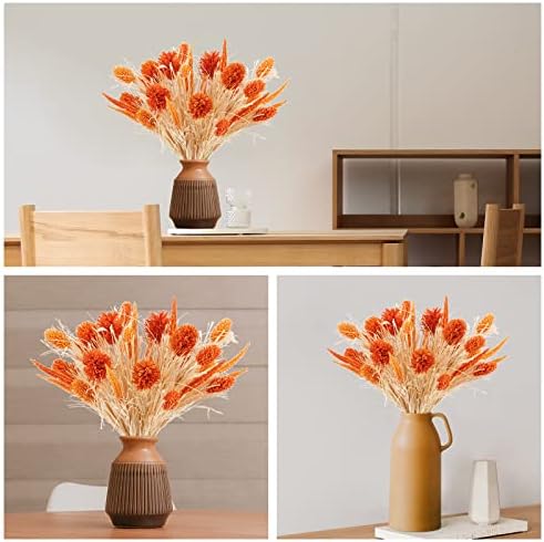 WESAIL Artificial Husk Thistle Bush Flowers - 2 Pack Orange