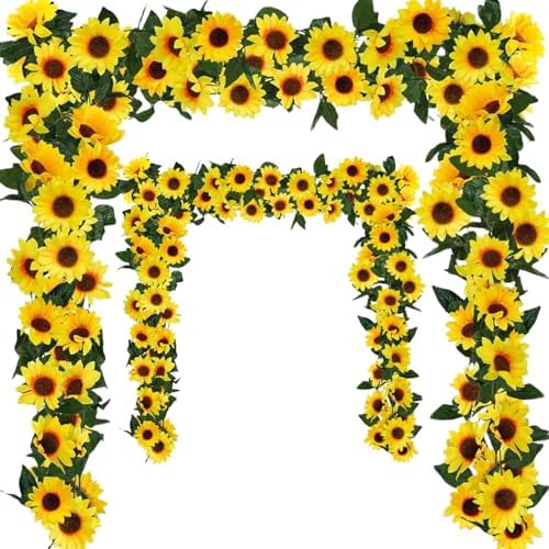 3 Pack Artificial Sunflower Garland Decor 75ft