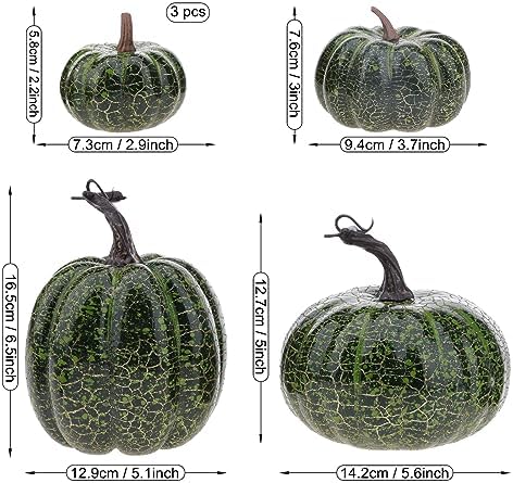 6 Pcs Realistic Fake Halloween Pumpkin Decorations Green