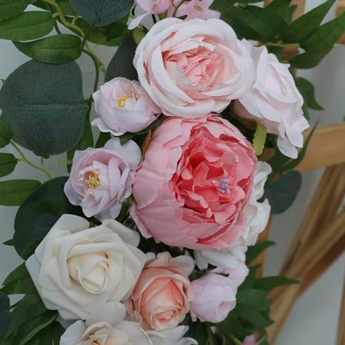 AitnWoy Artificial Wedding Arch Flowers Kit 2PCS Pink