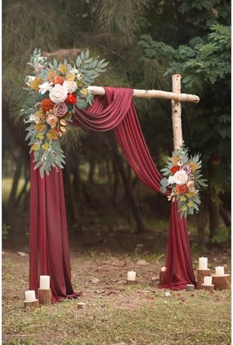 Champagne Orange Artificial Flower Swag Set of 2 for Wedding Arch