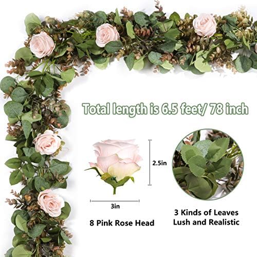 Miracliy Eucalyptus Garland with Flowers 65ft