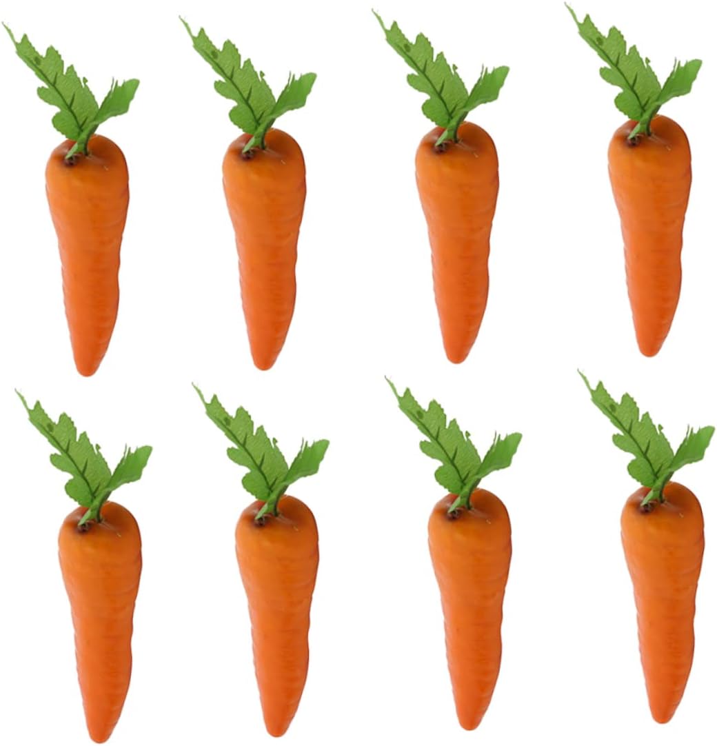 Cabilock 8Pcs Realistic Fake Carrots Artificial Vegetable Decorations
