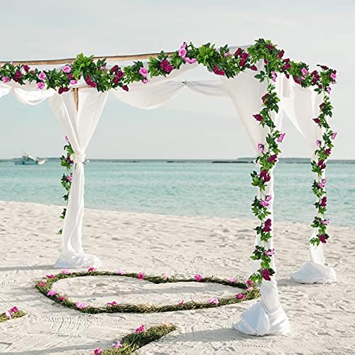 Floweroyal Artificial Flower Garland 2 Pack Fuchsia Rose Ivy