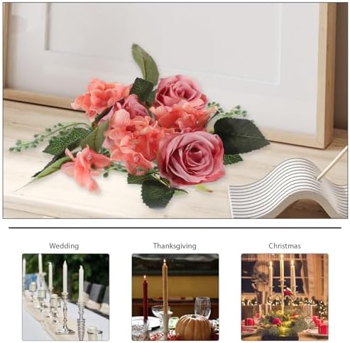 PRETYZOOM 3PCS Artificial Rose Candle Wreaths