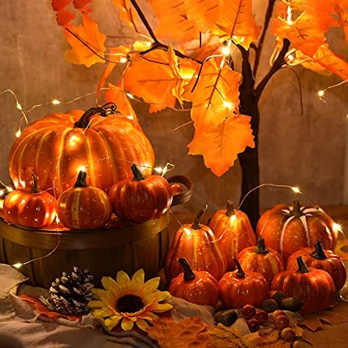 DearHouse 12Pcs Artificial Pumpkin Set for Autumn Decor