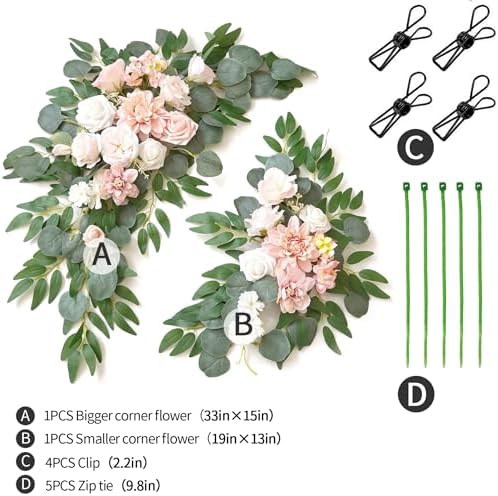 Wedding Sign Faux Flower Swag Pack of 2 Pink Decor