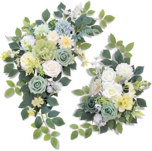Pack of 2 Artificial Wedding Arches with Silk Flowers and Zipper Ties