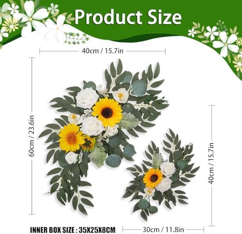 ZEBMOON Sunflower Wedding Arch Decor Swag Set of 2