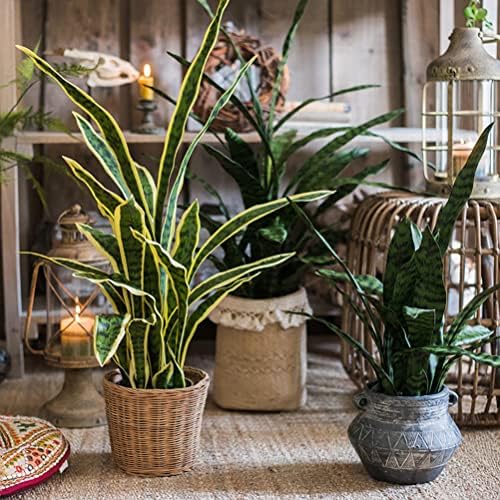 Beebel Artificial Sansevieria Snake Plant with Black Planter