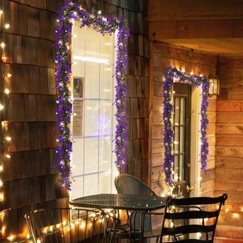 RECUTMS Lighted Eucalyptus Garland with Hooks and LED Lights