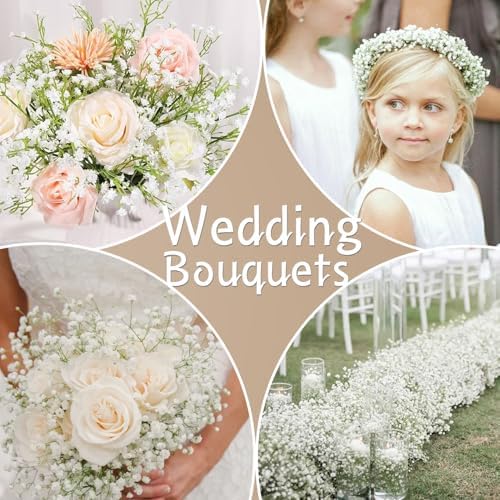 STSTECH Babys Breath Artificial Flowers 21 Inch Bouquet 12 pcs