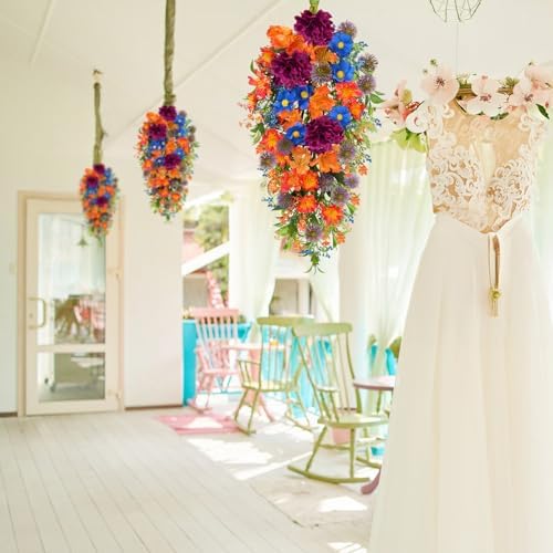 217 Inch Artificial Daisy Hydrangea Hanging Flower Basket