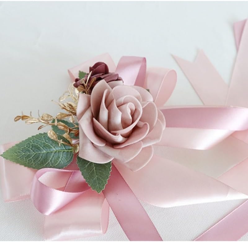 2 Packs Pink Artificial Flowers for Wedding Car Mirror