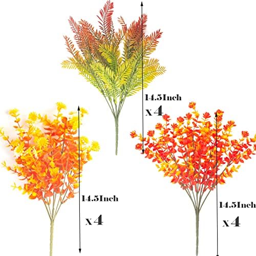 12 Bundles Artificial Fall Flowers UV Resistant Autumn Decor