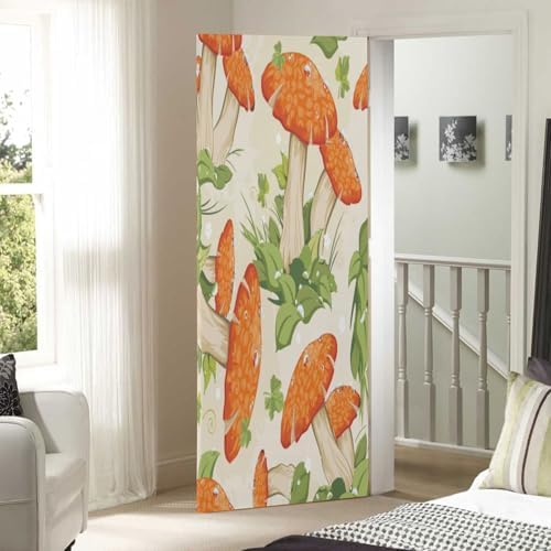 Susiyo Retro Autumn Mushrooms Halloween Door Cover Stretch Fabric 32x79 in