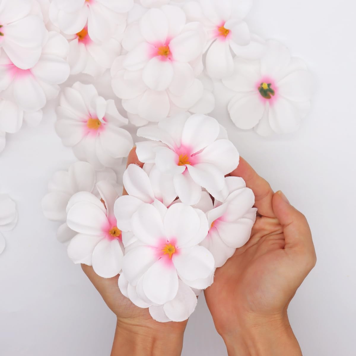FZBNSRKO 100 Pcs 28 Artificial Plumeria Flower Heads