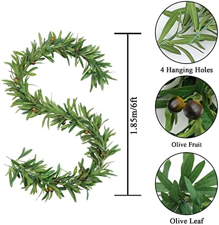 UArtlines 2Pcs Artificial Olive Leaf Vine Garland with Fake Fruits